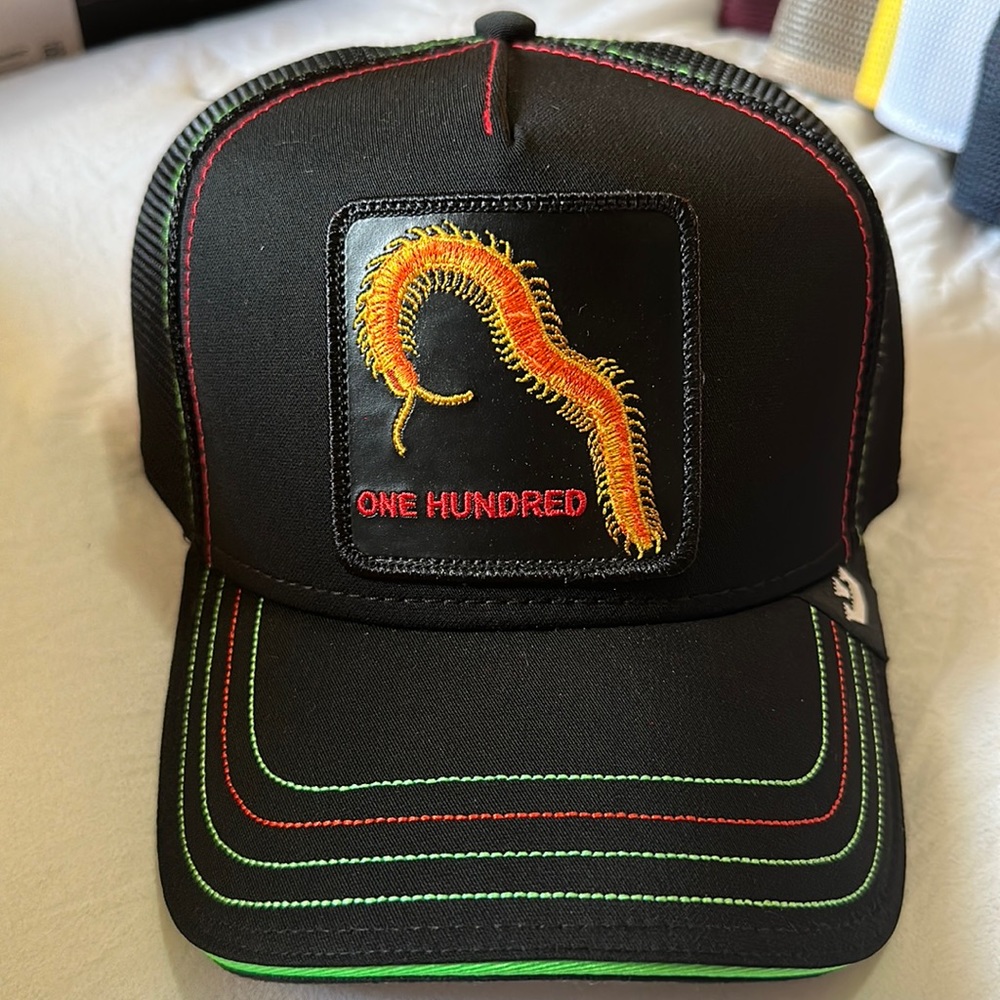 Goorin Bros Farm Trucker Baseball Hat Cap One Hundred Centipede Bug Blaster Rare
